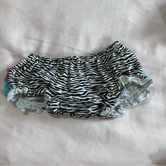 🧡2FOR$15 Boutique 2 Bloomers Zebra Rainbow&Pink Leopard Ruffle Diaper Set - Picture 2 of 7